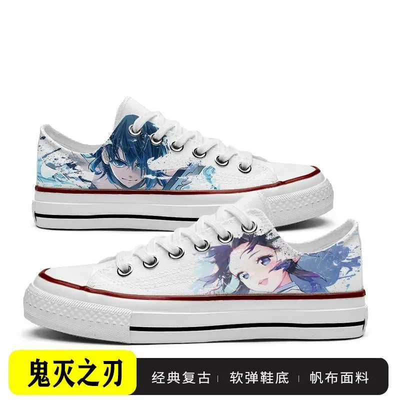Tanjiro Canvas Sneakers | Demon Slayer Low-Top Graffiti Shoes Sneakers - The Eezee Shop