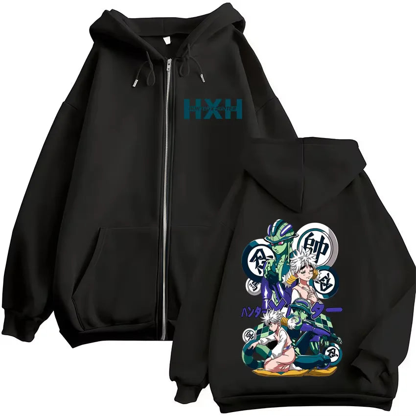 Killua Zoldyck Zip-Up Hoodie | Hunter x Hunter Fleece Jacket Hoodies & Sweatshirts - The Eezee Shop