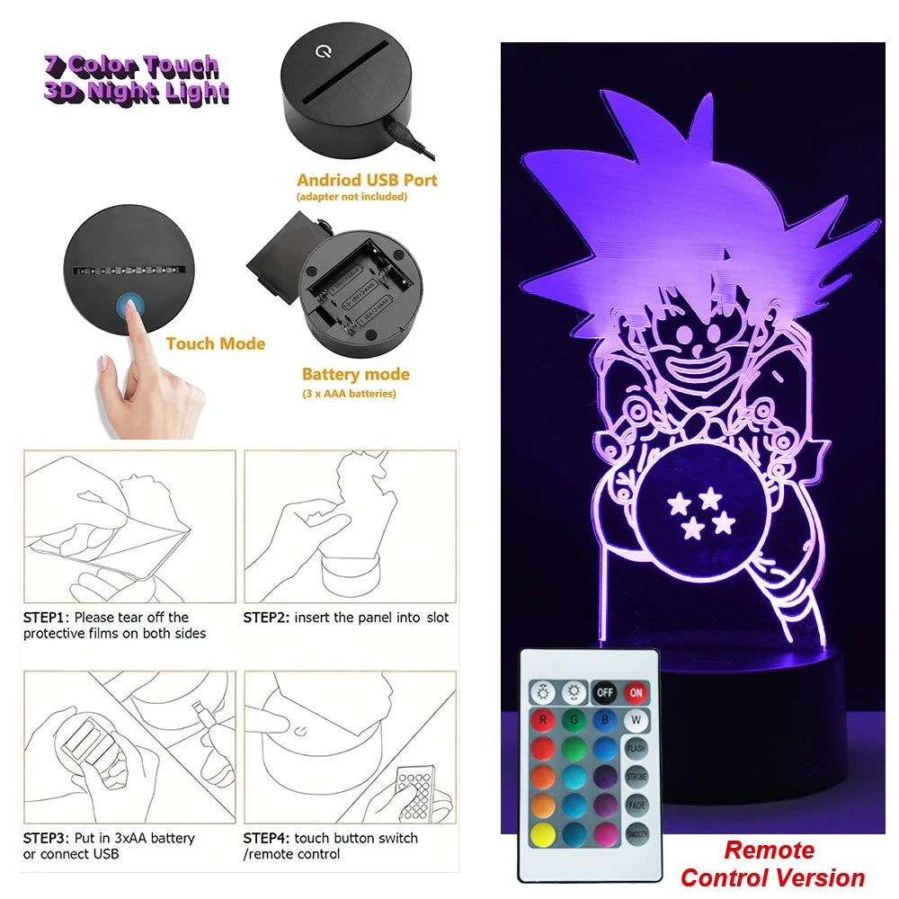 Dragon Ball Z 3D Figure Lamp | Goku, Vegeta, Gohan & Broly Lamps & Night Lights - The Eezee Shop
