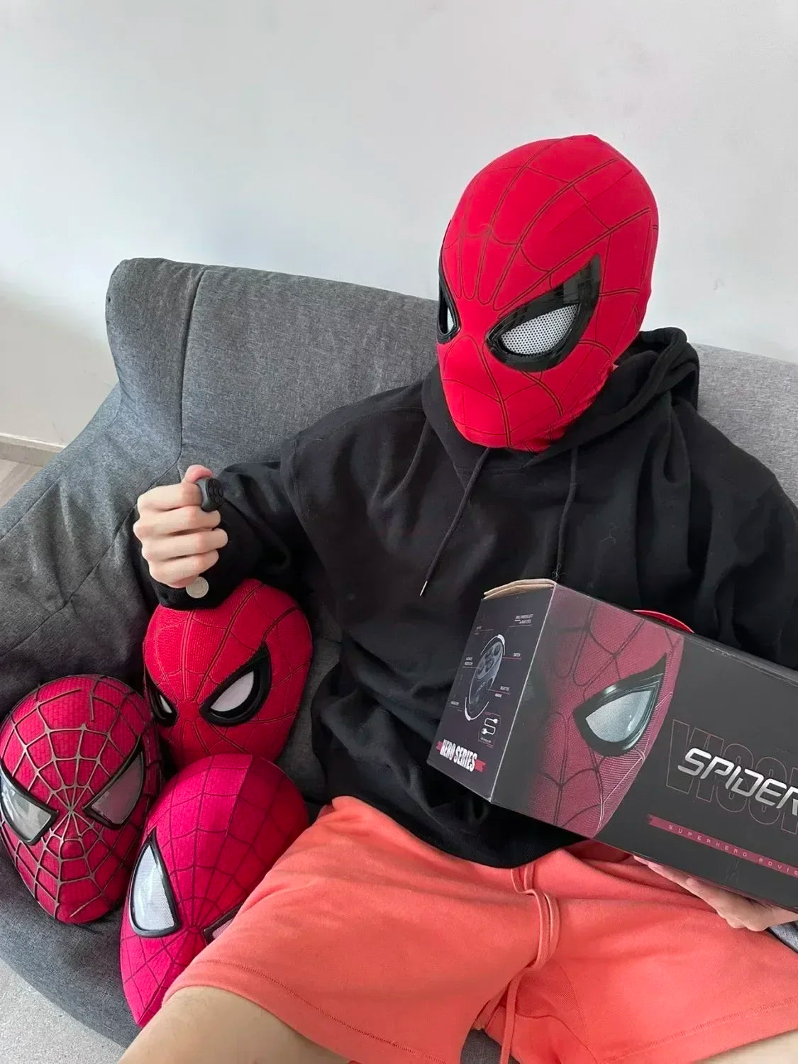 Miles Morales Light-Up Mask | Moving Eyes Ring Control 1:1 Cosplay Masks & Helmets - The Eezee Shop