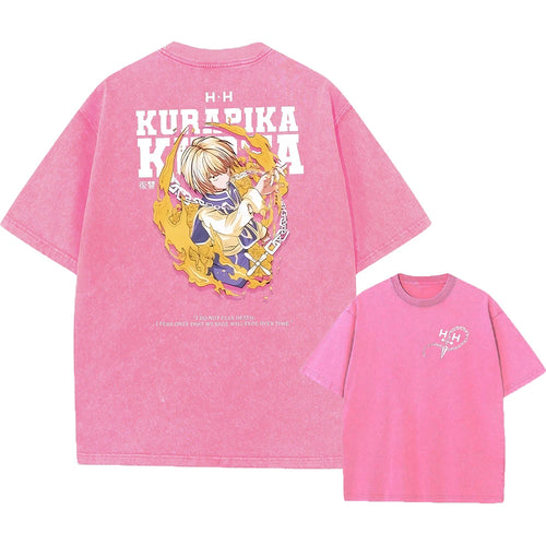 Anime Hunter X Hunter Hisoka And Chrollo Logo Washed Graphic T-Shirt Men Vintage T-Shirts Casual Cotton Streetwear Harajuku Top Anime Tshirts - The Eezee Shop