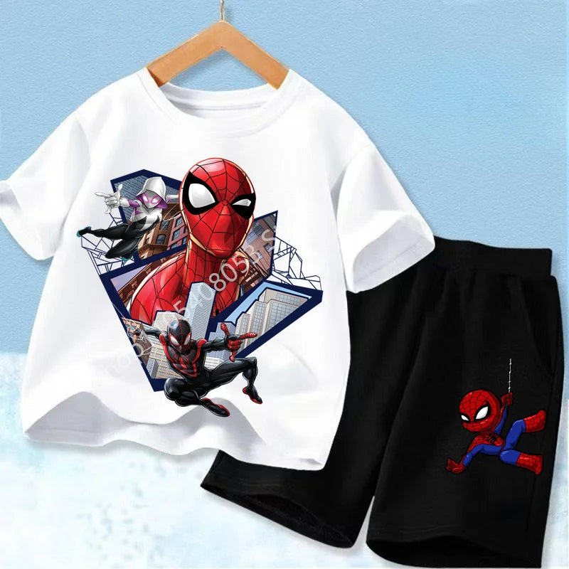 Kids Spider Hero T-Shirt & Shorts Set | Summer Outfit 3-12Y Outfit Sets - The Eezee Shop