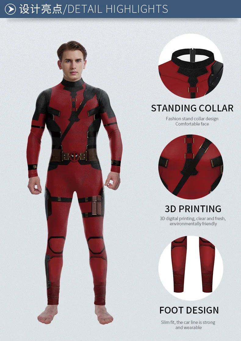 Deadpool & Wolverine Zentai Costume | Men's Superhero Jumpsuit Cosplay Costumes - The Eezee Shop