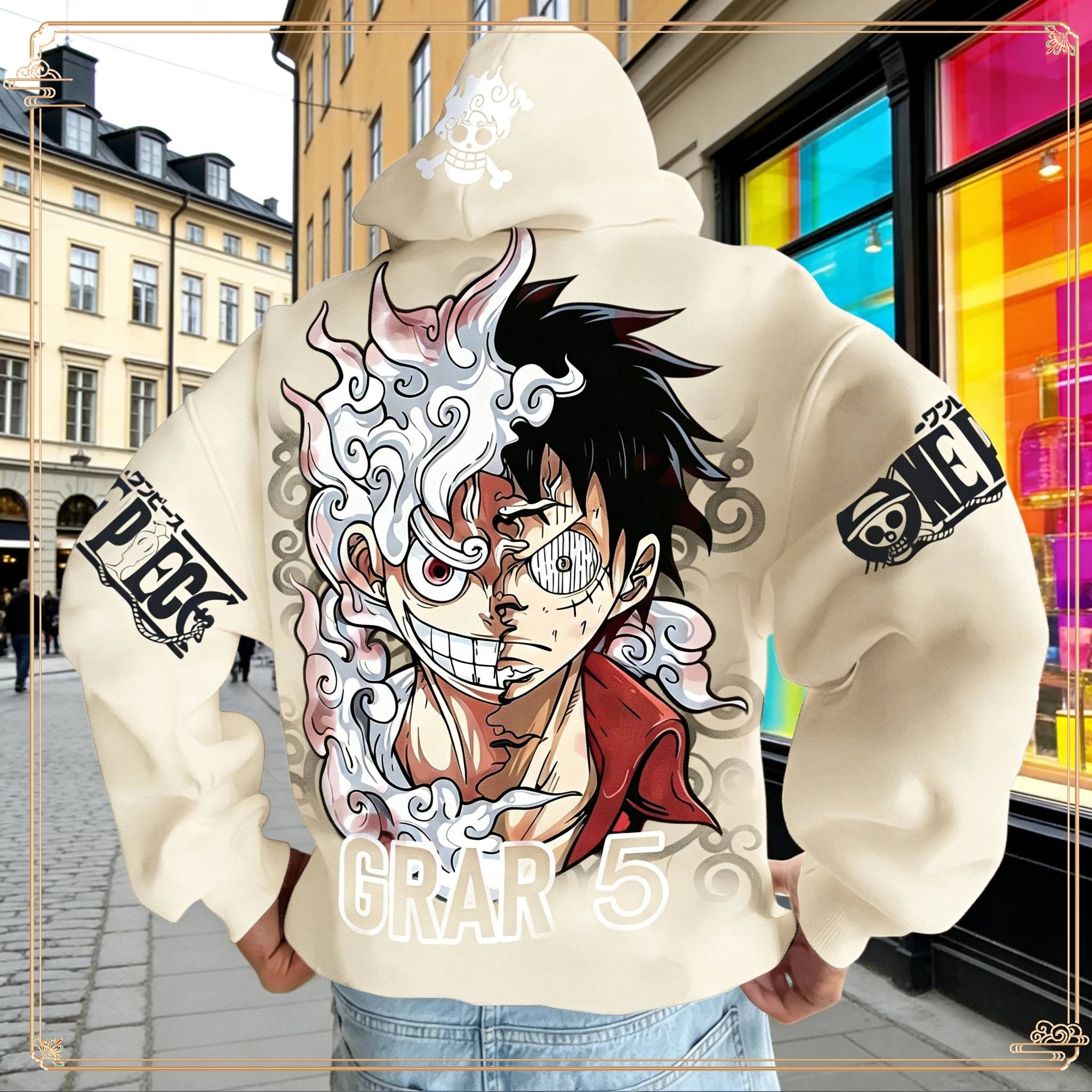 Luffy Gear 5 Hoodie & Pants Set | Red Cotton Tracksuit Outfit Sets - The Eezee Shop