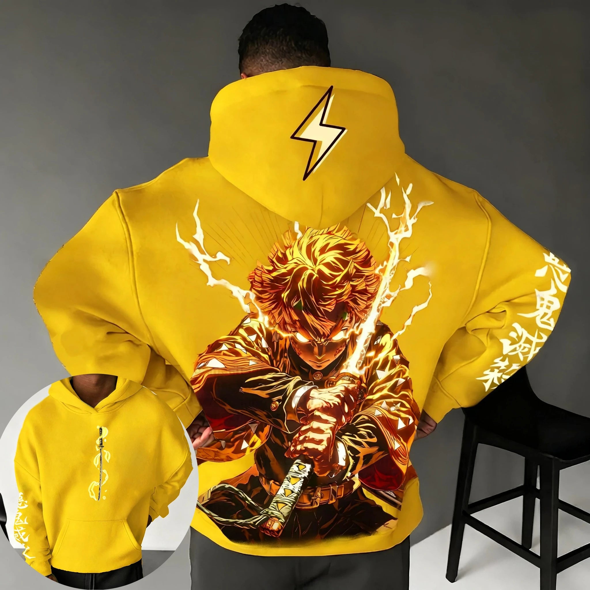 Zenitsu Yellow Hoodie | Demon Slayer Parent-Child Sweatshirt Hoodies & Sweatshirts - The Eezee Shop