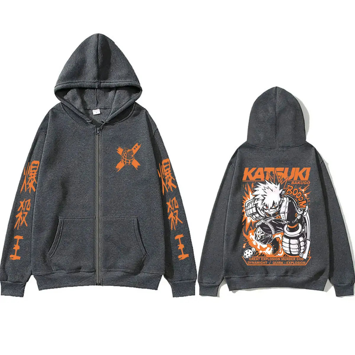 Bakugo Katsuki Zip-Up Hoodie | My Hero Academia Oversized Jacket Hoodies & Sweatshirts - The Eezee Shop