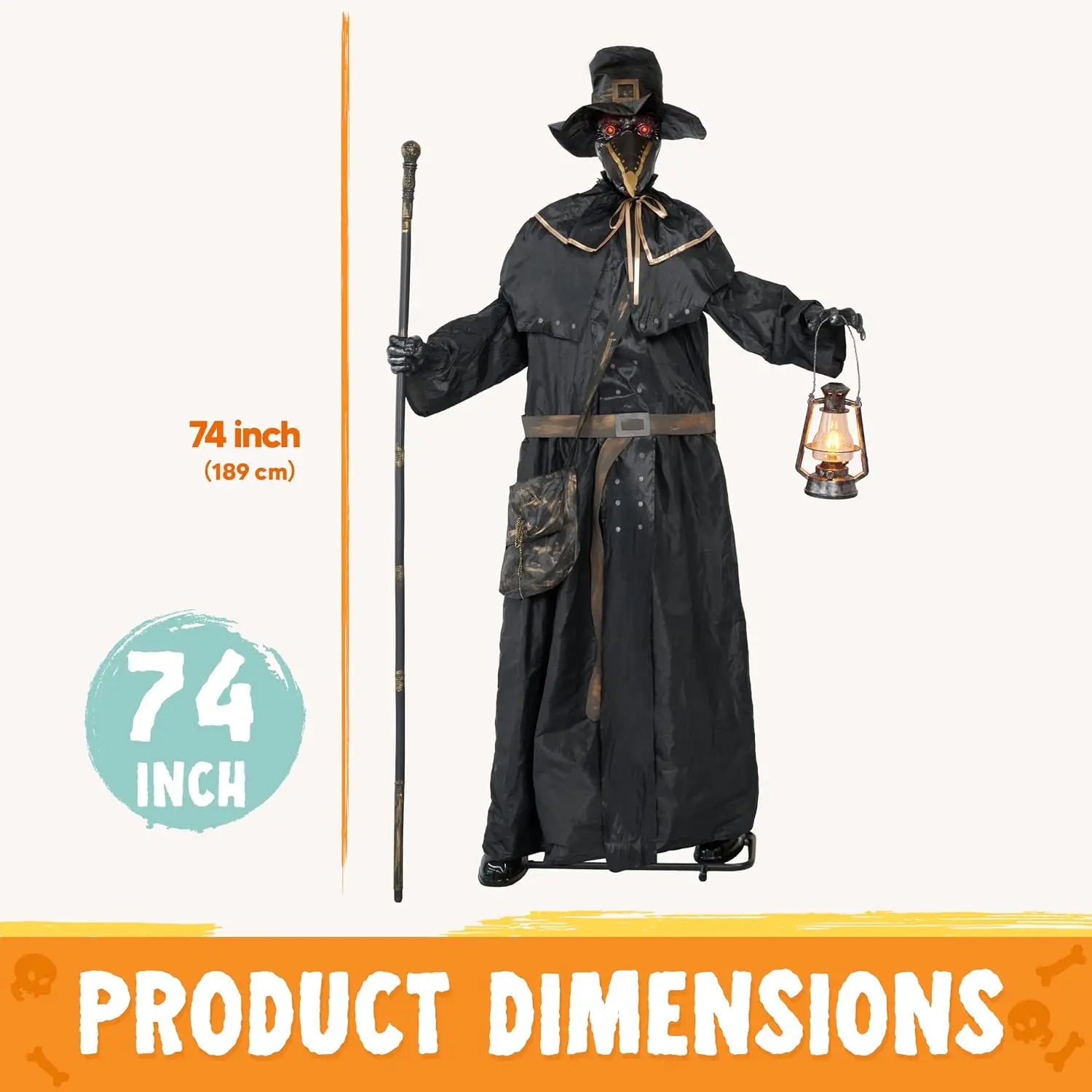 74.8" Animatronic Ghost Doctor | Sound-Activated Halloween Prop Outdoor Halloween Decorations - The Eezee Shop