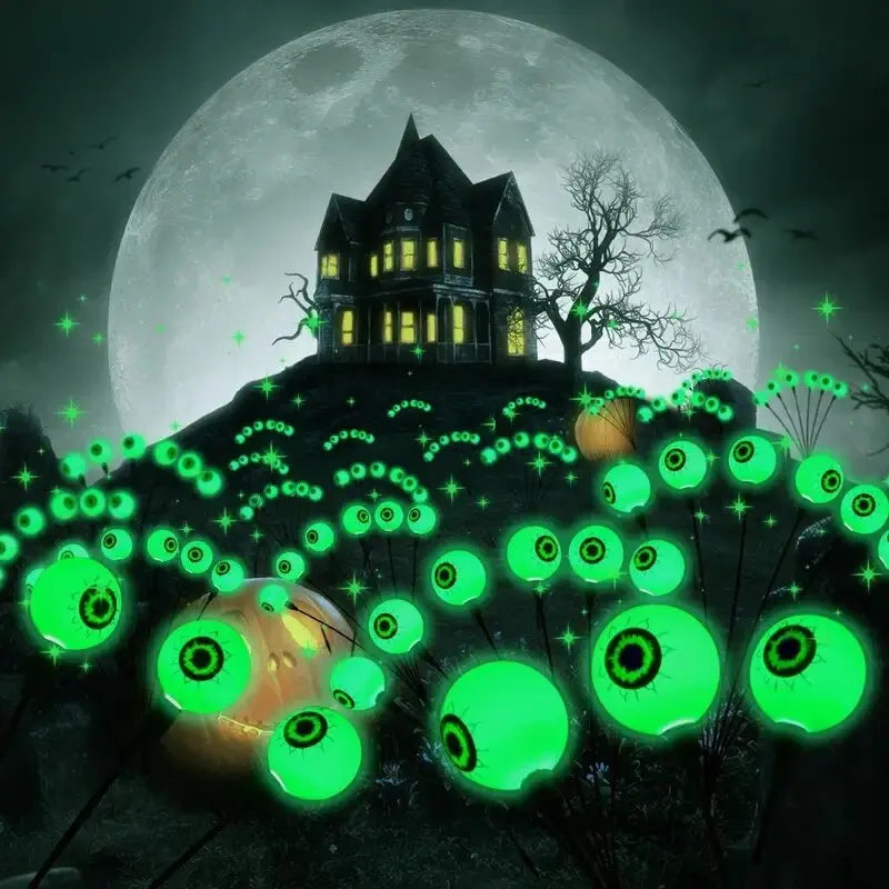 Solar Green Eyeball Stake Lights | 6-Head Waterproof Garden Lights Halloween Lights - The Eezee Shop