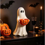 Ghost with Pumpkin Candy Dish | Resin Halloween Tiered Tray Decor Halloween Figurines - The Eezee Shop
