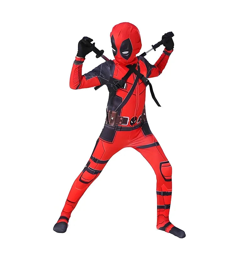 Deadpool Cosplay Bodysuit & Sword Set | Halloween Jumpsuit Cosplay Costumes - The Eezee Shop