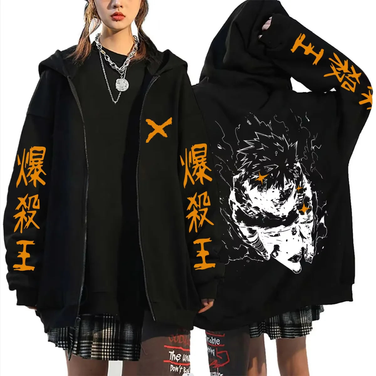 Bakugo Katsuki Zip-Up Hoodie | My Hero Academia Oversized Jacket Hoodies & Sweatshirts - The Eezee Shop