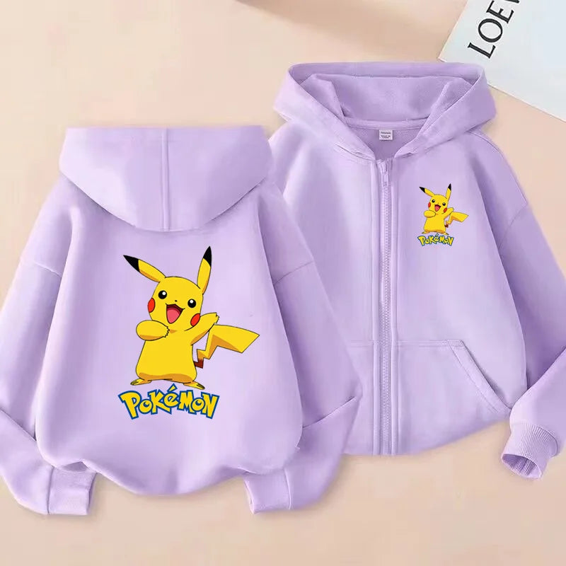 Kids Pikachu Zip-Up Sweatshirt | Pokemon Hooded Jacket 3-12Y Hoodies & Sweatshirts - The Eezee Shop