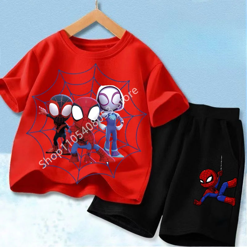 Spider Hero Kids Summer Set | Short Sleeve Top & Shorts Outfit Sets - The Eezee Shop