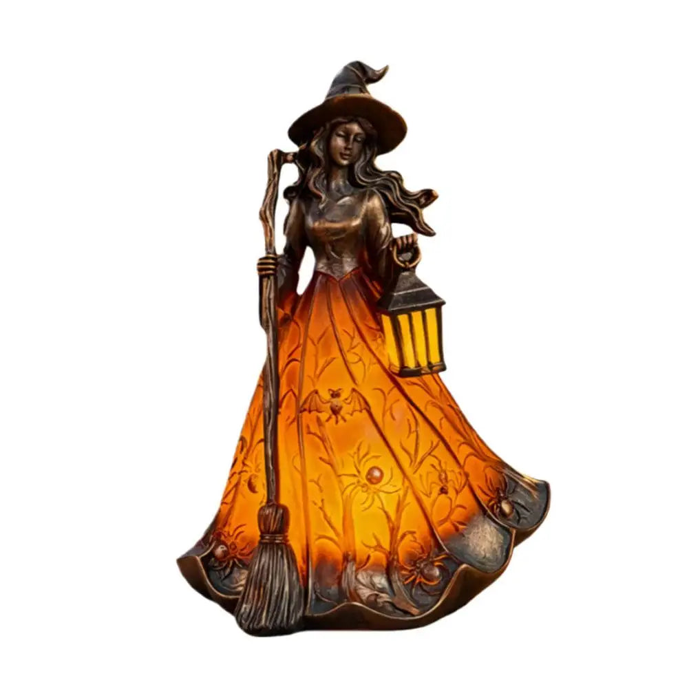 Retro Witch Statue Lamp with Lantern | USB Halloween Table Light Lamps & Night Lights - The Eezee Shop