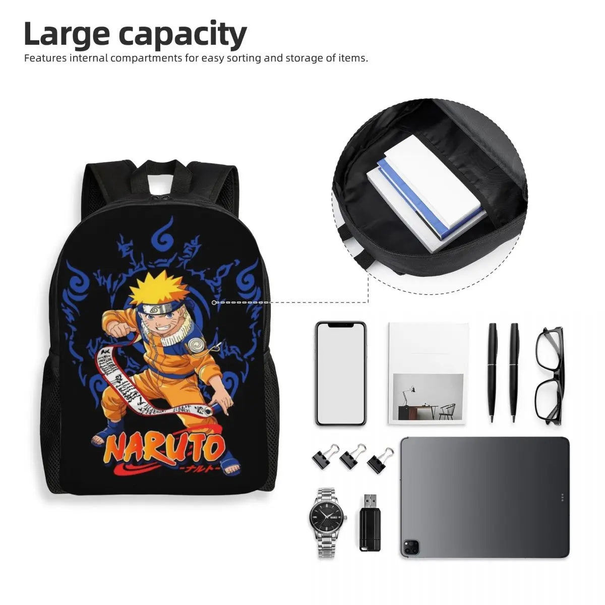 Sasuke Uchiha 3D Backpack | Naruto School & Travel Bookbag Backpacks - The Eezee Shop