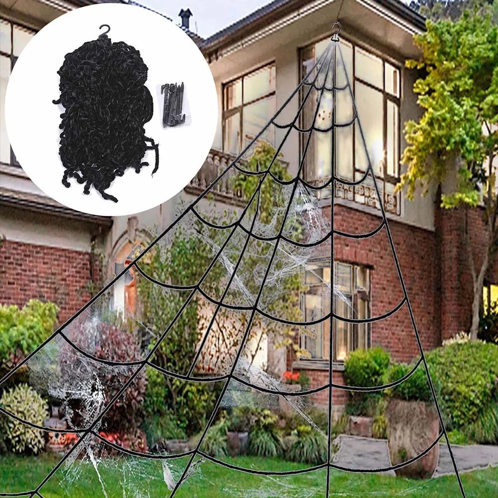 5m Giant Triangle Spider Web | Plush Halloween Yard Decor Outdoor Halloween Decorations - The Eezee Shop