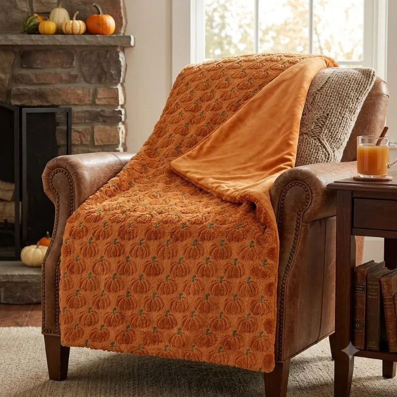 3D Pumpkin Jacquard Flannel Blanket | Halloween Throw Throw Blankets - The Eezee Shop