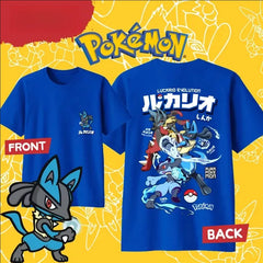 2026 Summer Pokémon Anime LUCARIO 100% Pure Cotton Printed T-shirt Men Anime Tshirts - The Eezee Shop