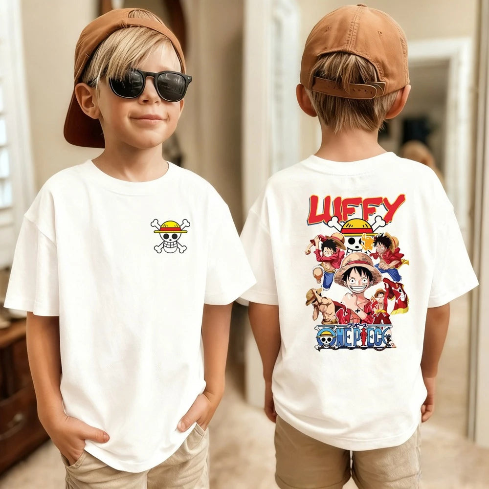 Kids One Piece T-Shirt | Luffy & Zoro Cotton Anime Tee Graphic Tees - The Eezee Shop