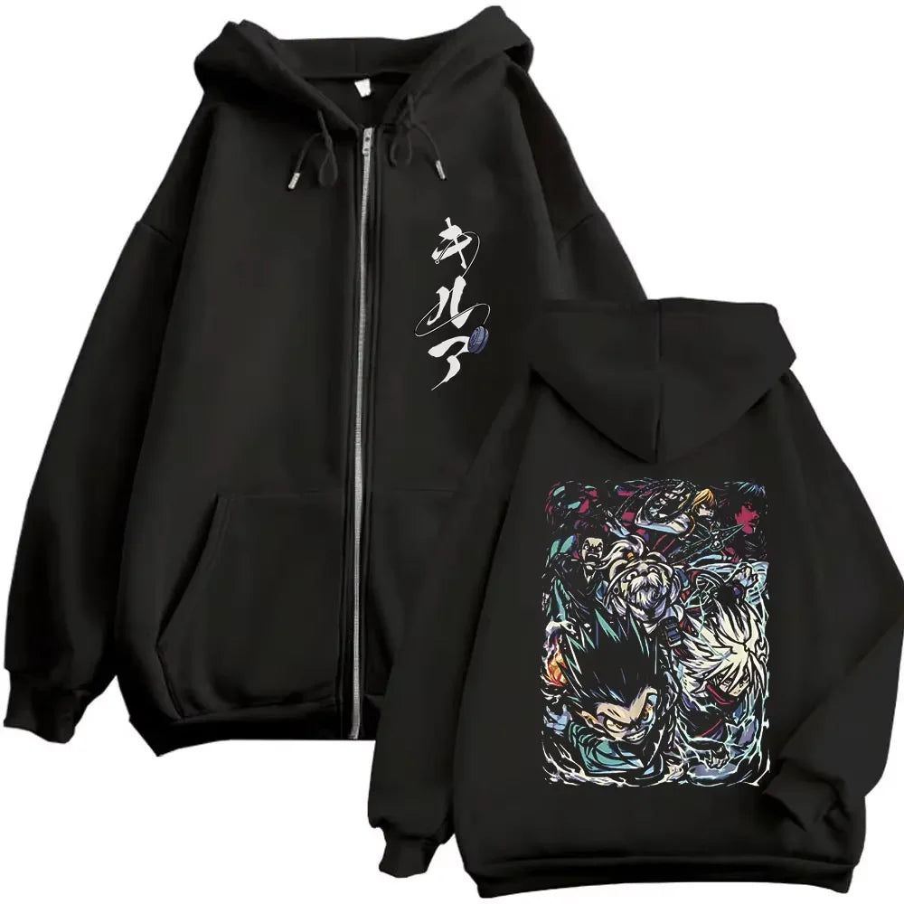 Killua Zoldyck Zip-Up Hoodie | Hunter x Hunter Fleece Jacket Hoodies & Sweatshirts - The Eezee Shop
