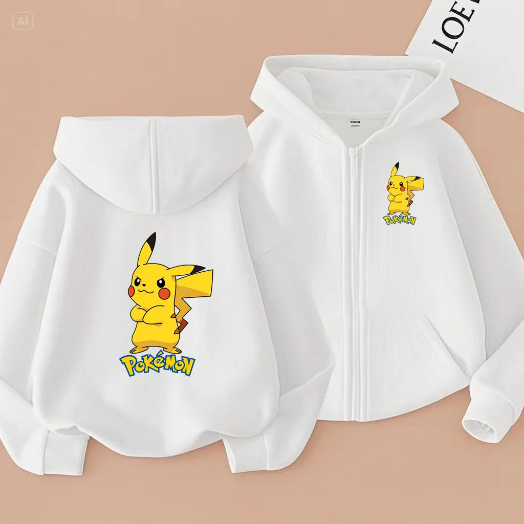Kids Pikachu Zip-Up Sweatshirt | Pokemon Hooded Jacket 3-12Y Hoodies & Sweatshirts - The Eezee Shop