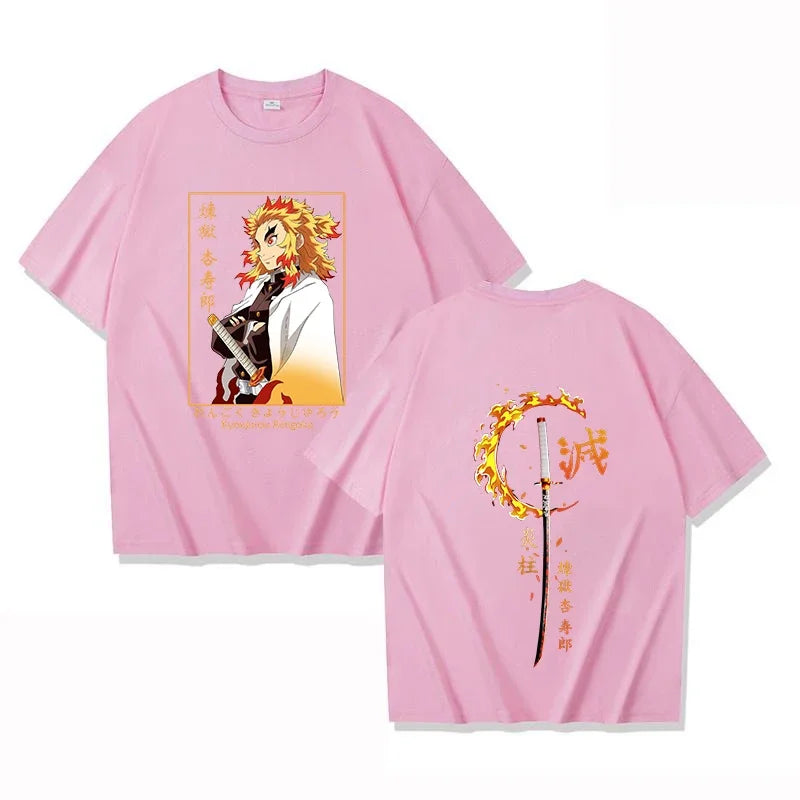 Rengoku Pure Cotton T-Shirt | Demon Slayer Parent-Child Tee Graphic Tees - The Eezee Shop