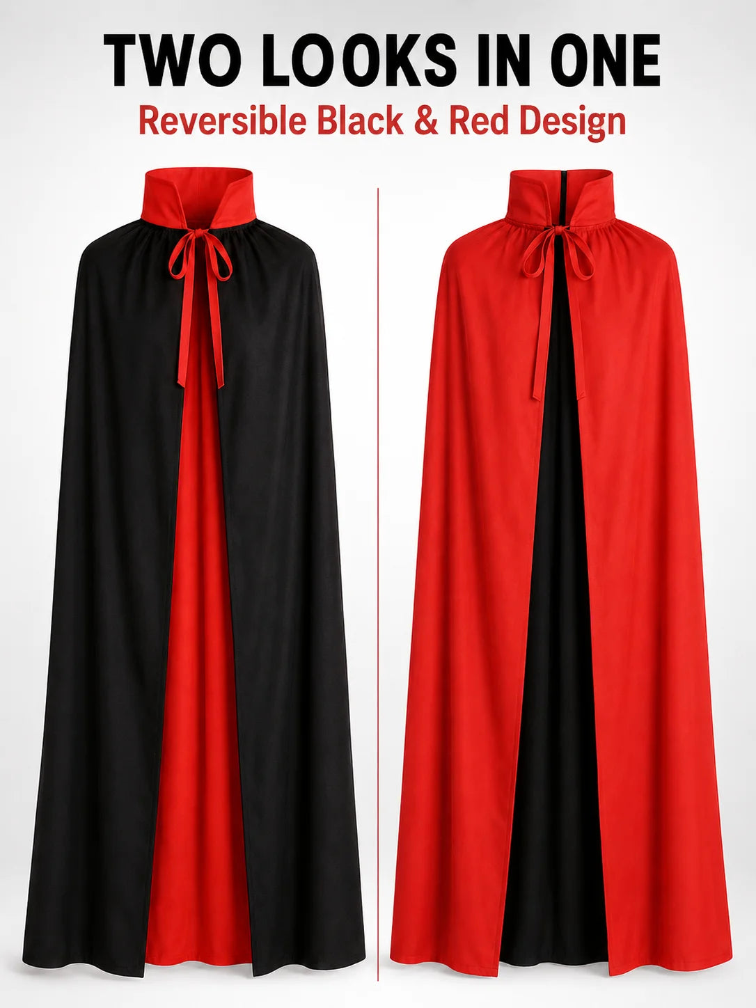 Reversible Vampire Cape | Red & Black Halloween Cosplay Cloak Cosplay Accessories - The Eezee Shop