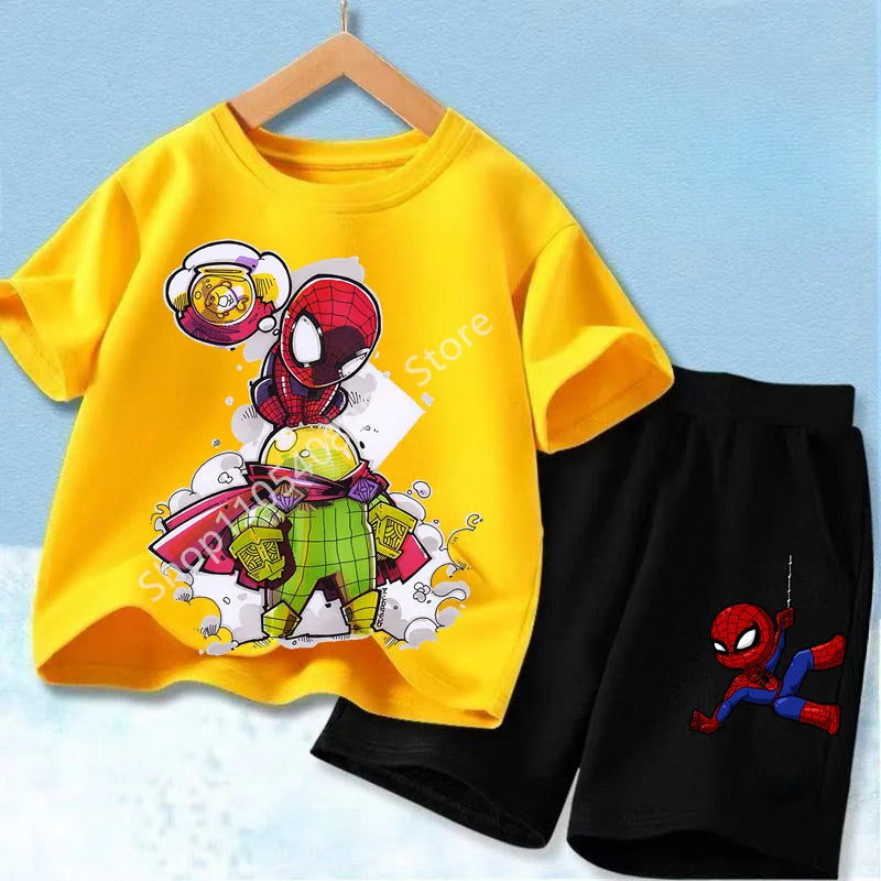 Spider Hero Kids Summer Set | Short Sleeve Top & Shorts Outfit Sets - The Eezee Shop