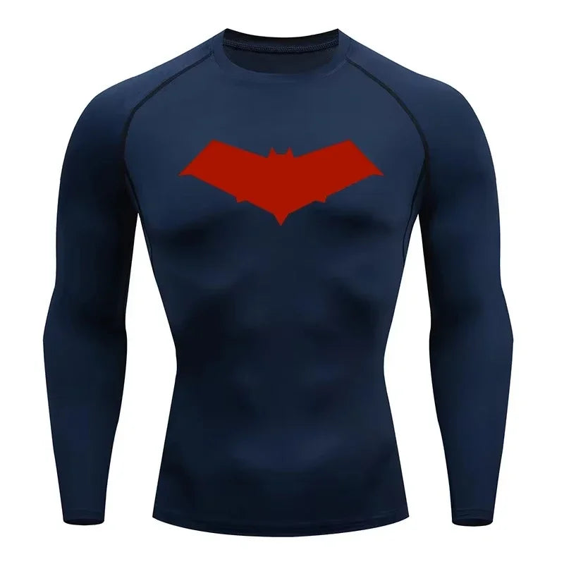 Bat Print Compression Long Sleeve | Men's Quick-Dry Rashguard Gym & Compression Wear - The Eezee Shop