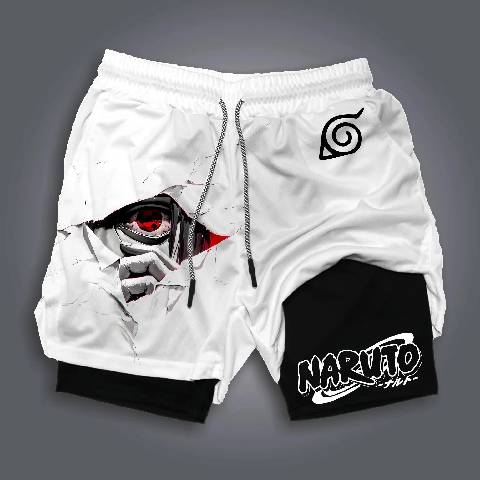 2026 Naruto Japanese Animation Peripheral Printing Double Shorts American Summer Men's Daily Loose Sports Breathable Pants Performance shorts - The Eezee Shop