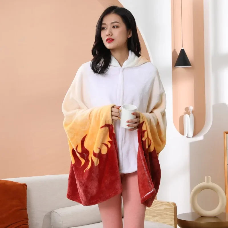 Demon Slayer Wearable Blanket Hoodie | Flannel Cosplay Cloak Throw Blankets - The Eezee Shop