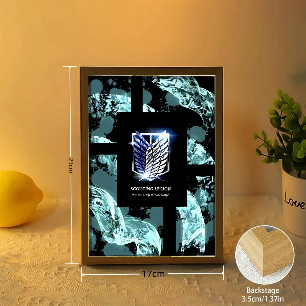 Attack on Titan LED Night Light Painting Frame Anime Wall Decor for Bedroom & Gaming Setup Anime Lamps - The Eezee Shop