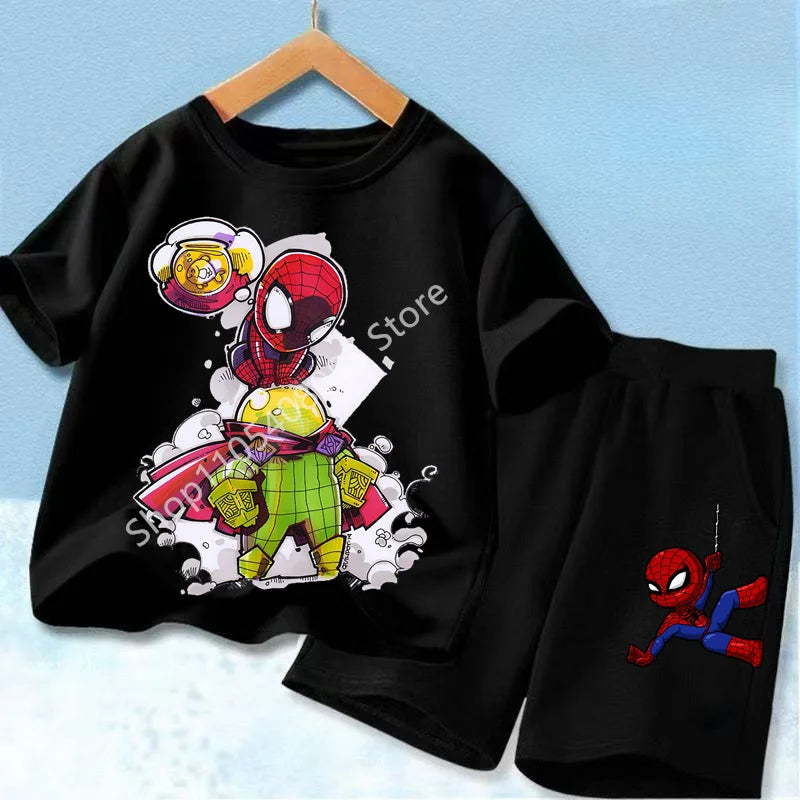 Spider Hero Kids Summer Set | Short Sleeve Top & Shorts Outfit Sets - The Eezee Shop