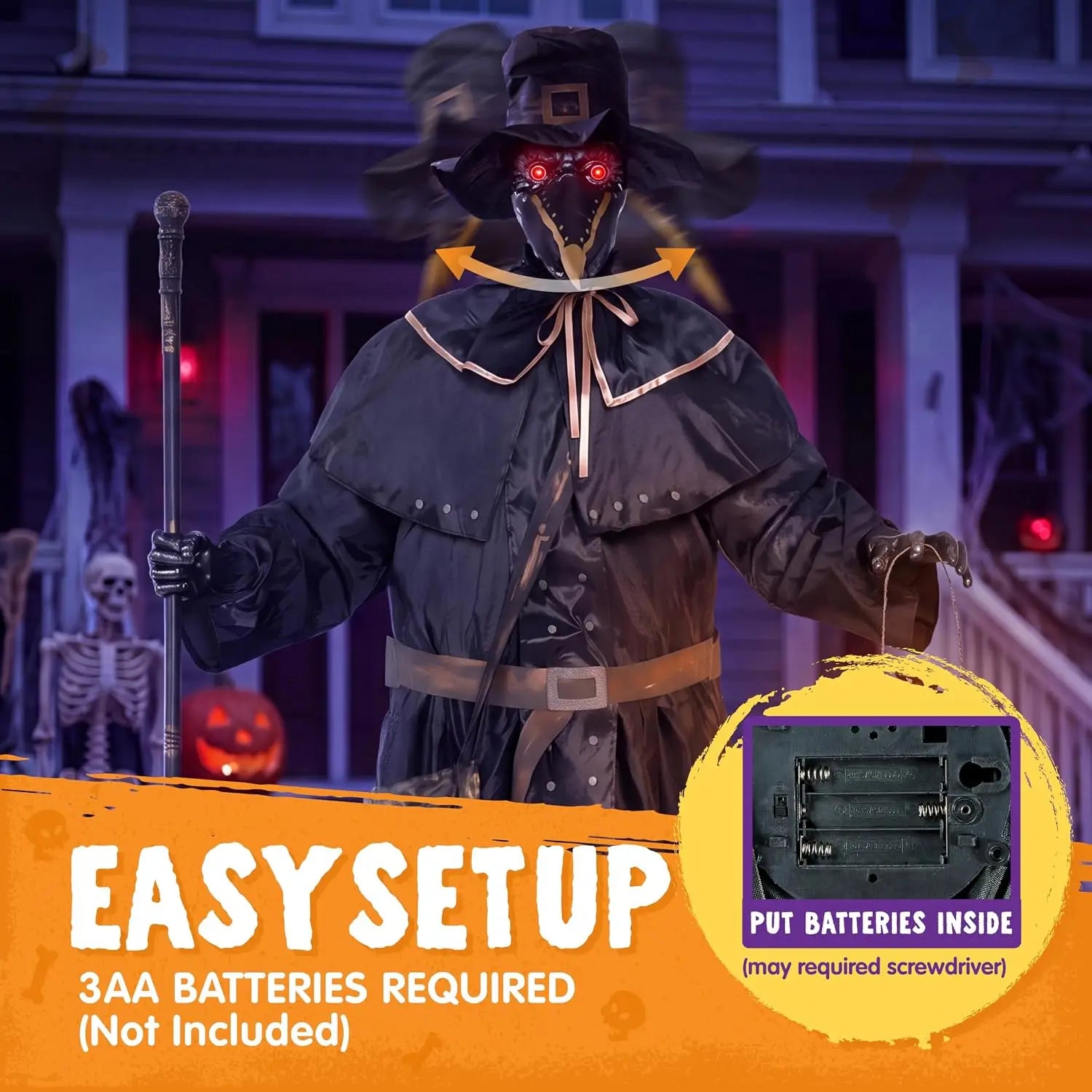 74.8" Animatronic Ghost Doctor | Sound-Activated Halloween Prop Outdoor Halloween Decorations - The Eezee Shop