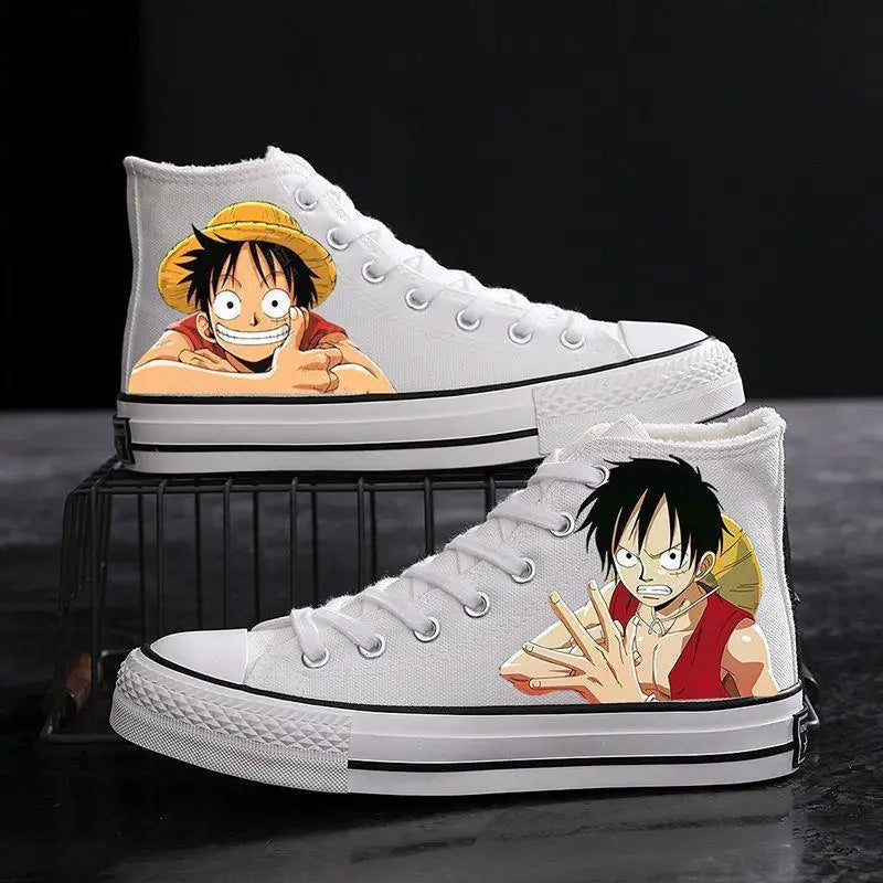 One Piece High-Top Canvas Shoes | Luffy & Zoro Graffiti Sneakers Sneakers - The Eezee Shop