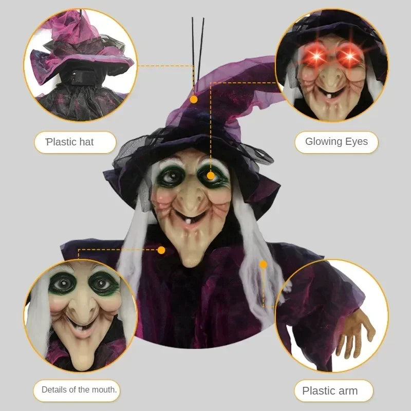 Life-Size Talking Witch Animatronic | Purple Halloween Prop Outdoor Halloween Decorations - The Eezee Shop