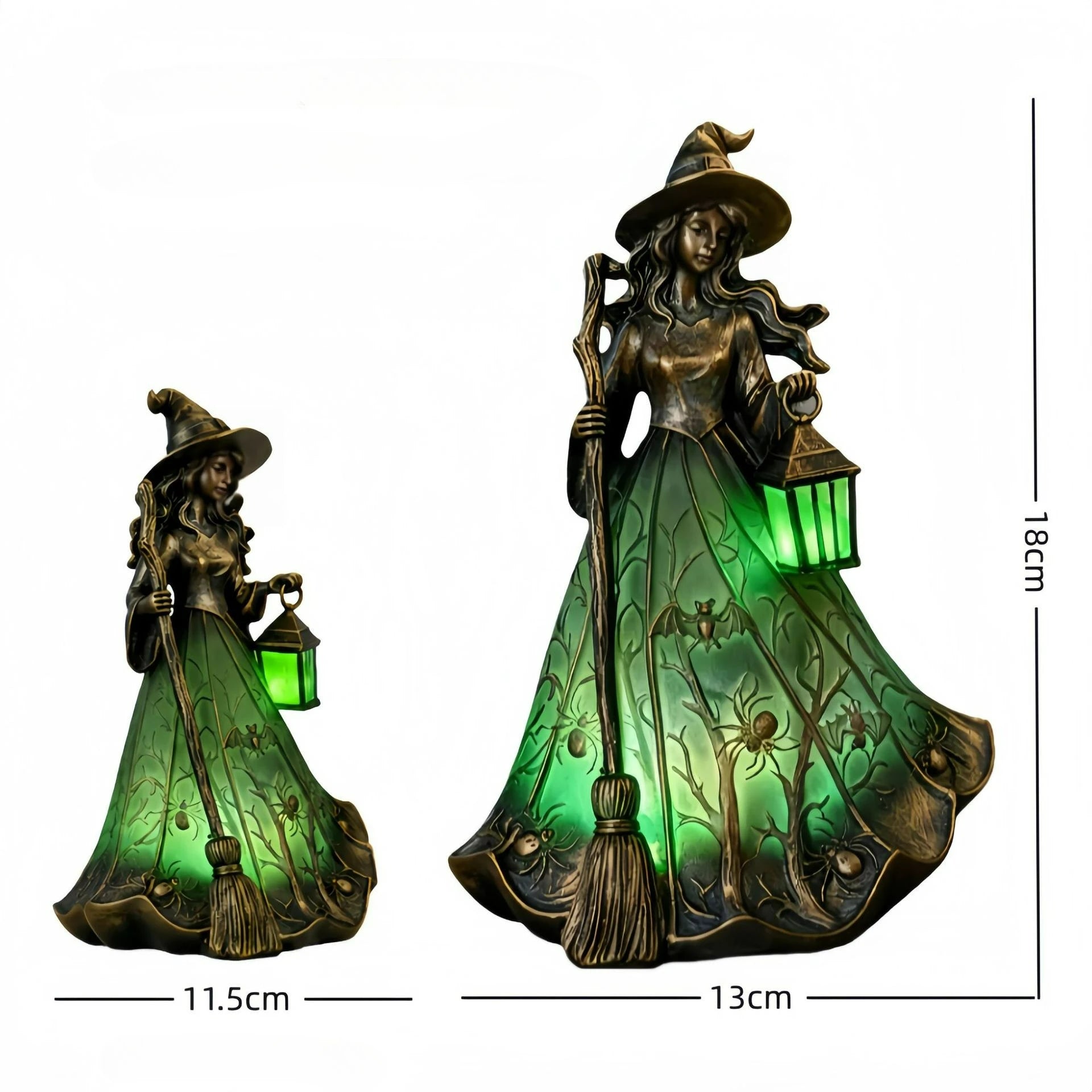 Witch Lantern Resin Night Light | Gothic Halloween Lamp with Broom Lamps & Night Lights - The Eezee Shop