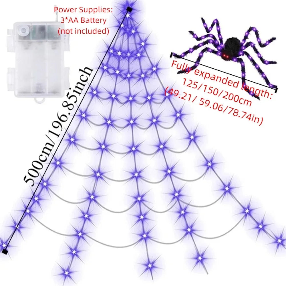 Spider Web LED Lights | 250 LED Waterproof Net with 8 Modes Halloween Lights - The Eezee Shop