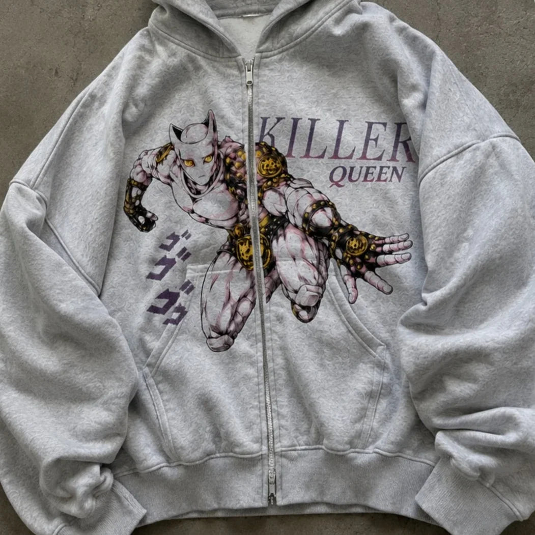 Tokyo Ghoul Y2K Zip Hoodie | Women's Harajuku Streetwear Hoodies & Sweatshirts - The Eezee Shop