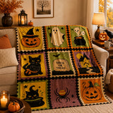 Nine-Grid Halloween Flannel Throw | Cozy Fuzzy Blanket Throw Blankets - The Eezee Shop