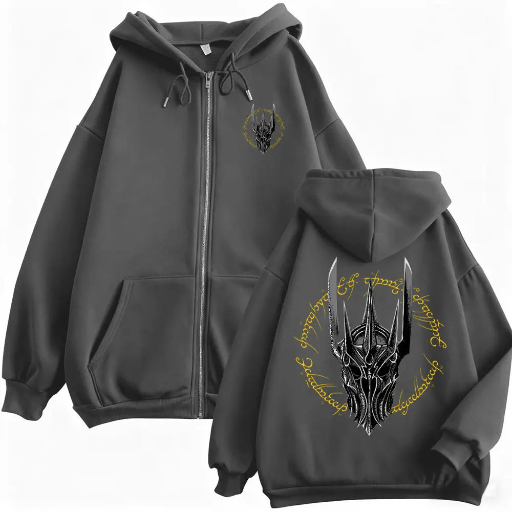 Sauron Eye Zip-Up Hoodie | Vintage Oversized Fantasy Jacket Hoodies & Sweatshirts - The Eezee Shop