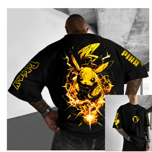 Street Trend Y2K Anime Pokémon Pikachu Fitness Training Casual T-Shirt Men's and Women's Luxury Kids Brand Top Anime Tshirts - The Eezee Shop
