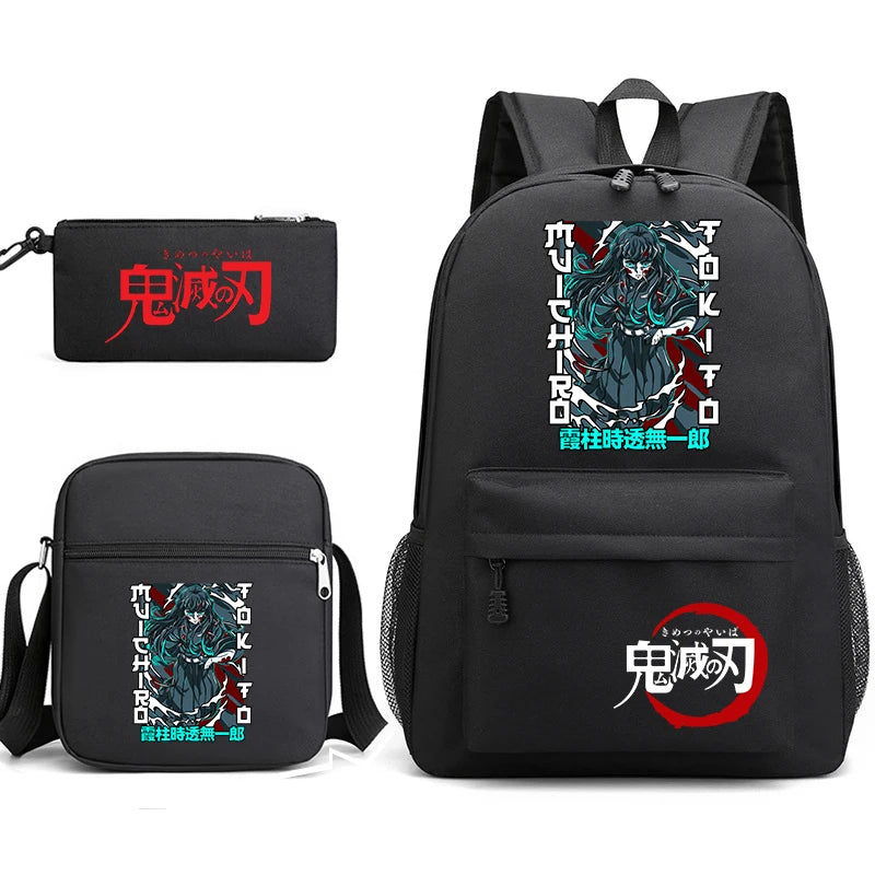 Demon Slayer Backpack 3-Piece Set | Shoulder Bag & Pencil Case Backpacks - The Eezee Shop