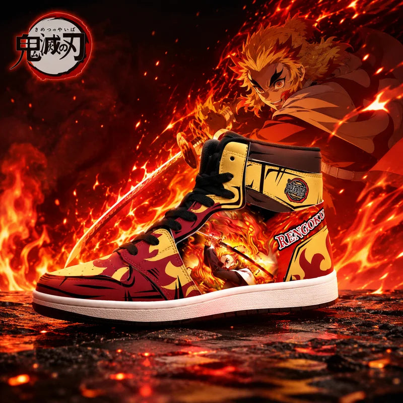 Demon Slayer High-Top Sneakers | Nezuko & Rengoku Print Shoes Sneakers - The Eezee Shop