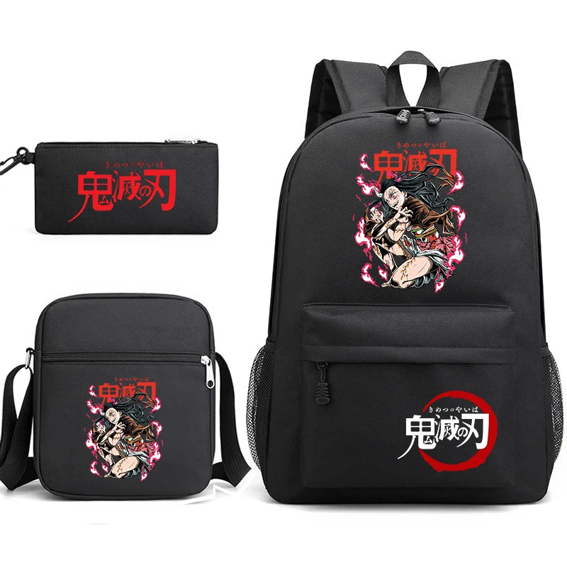 Demon Slayer Backpack 3-Piece Set | Shoulder Bag & Pencil Case Backpacks - The Eezee Shop