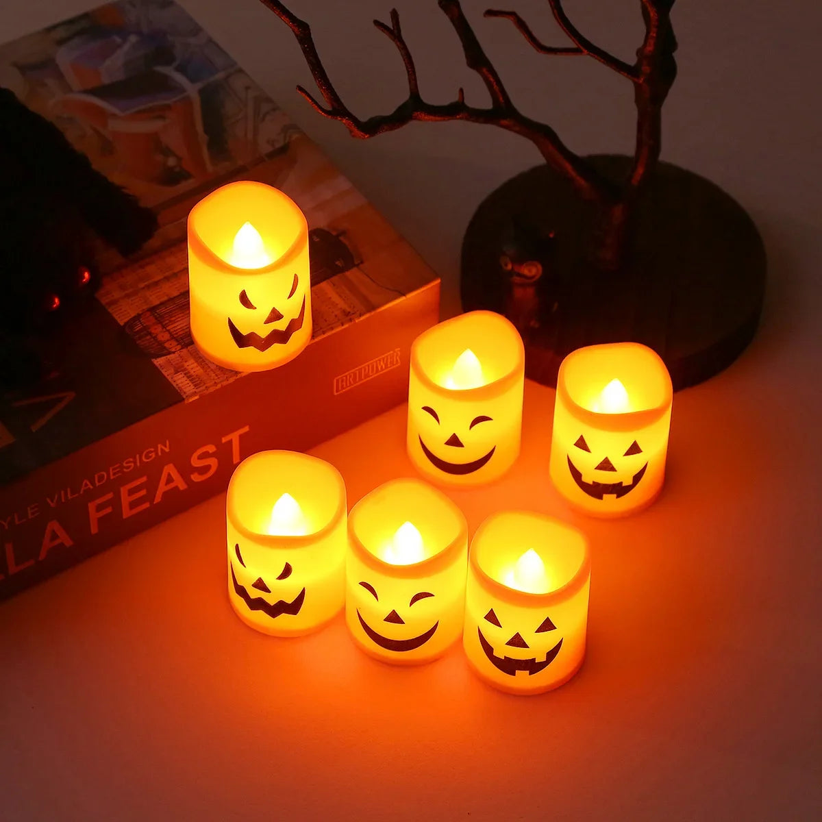 Skull & Ghost Pumpkin LED Candles | Flameless Halloween Lights Halloween Lights - The Eezee Shop