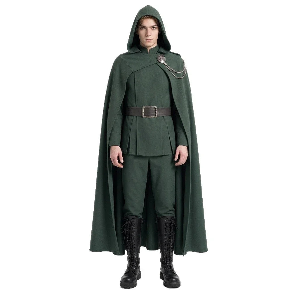 Doctor Doom Costume with Mask | Green Hooded Cloak, Coat & Pants Cosplay Costumes - The Eezee Shop