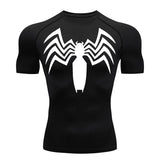 Spider Print Compression Shirts for Men Summer Short Sleeve Rash Guard Other - The Eezee Shop