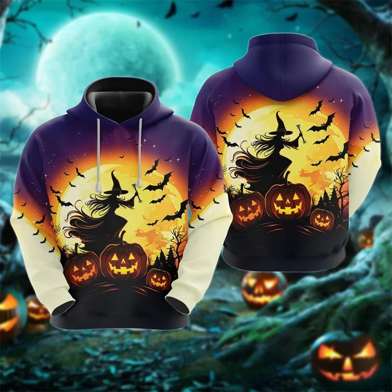 3D Ghost Candy Halloween Hoodie | Men's Witch Pattern Pullover Hoodies & Sweatshirts - The Eezee Shop