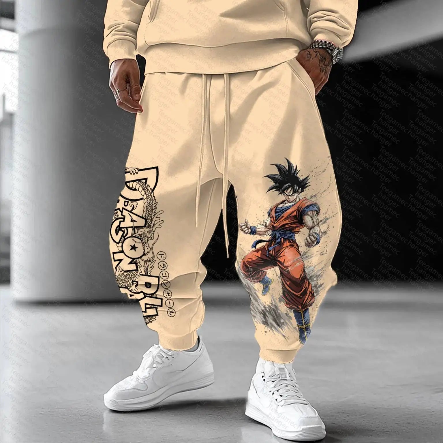 Goku Khaki Hoodie | Dragon Ball Kanji Sleeve Pullover Hoodies & Sweatshirts - The Eezee Shop